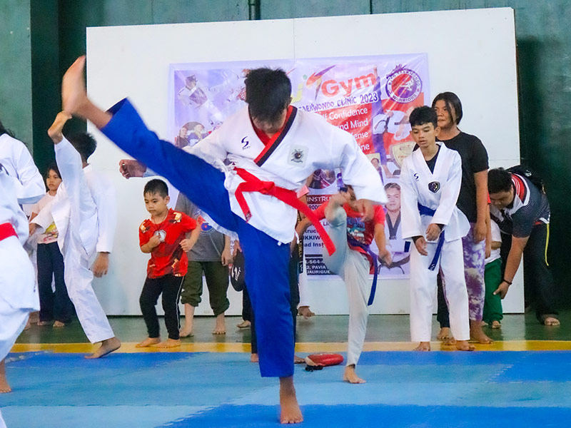 The youth of Parc Regency Residences in Pavia, Iloilo training for taekwondo.